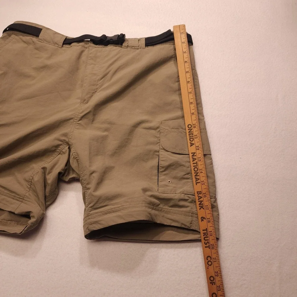Magellan Fish Gear Swim Shorts Mens L Beige Cargo Belted Mesh Lined